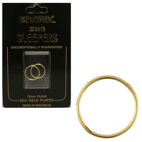 Small Plain Sleepers 12mm 22ct Gold Plated